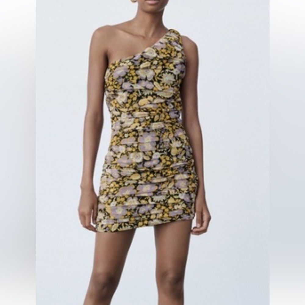 Ramy Brook Floral Ruched One Shoulder Dress Nwt